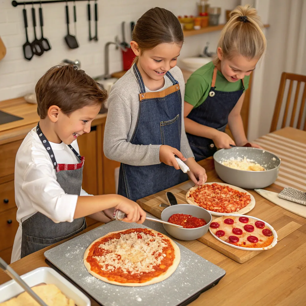 Kids Cooking Pizza